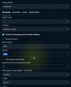 best bitrate for streaming streamlabs obs
