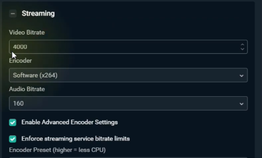best streaming settings for streamlabs obs