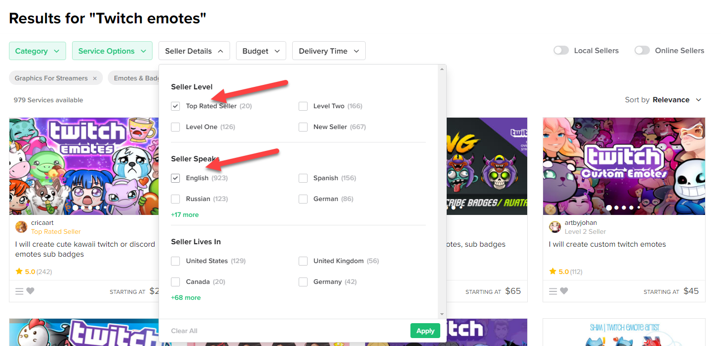 Fiverr seller details