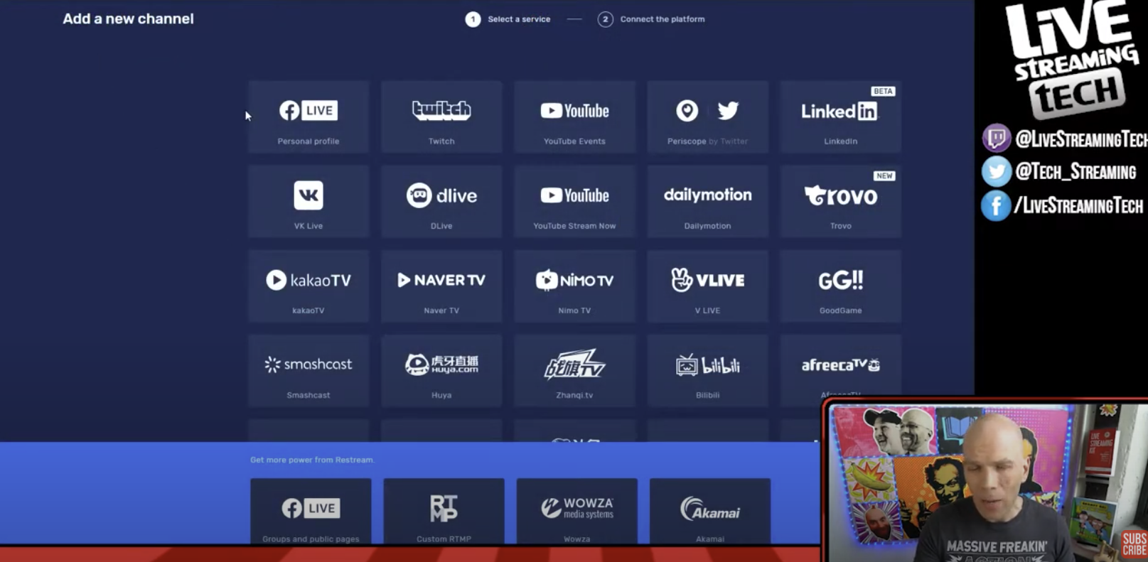 How to Livestream to Multiple Facebook Pages Step 2 Select a Service